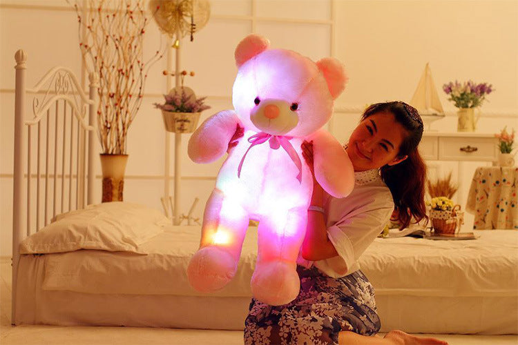 Creative Light Up LED Cuddly Bear Stuffed Animal 7 Colours Light Changing Bear Plush Toy Pillow LED Luminous Night Light for Kids Sleeping