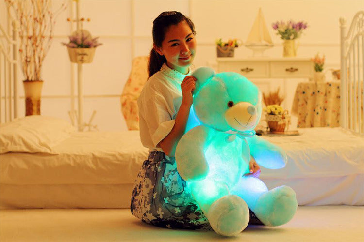 Creative Light Up LED Cuddly Bear Stuffed Animal 7 Colours Light Changing Bear Plush Toy Pillow LED Luminous Night Light for Kids Sleeping 8