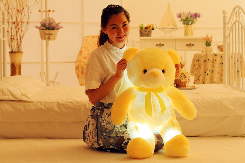 Creative Light Up LED Cuddly Bear Stuffed Animal 7 Colours Light Changing Bear Plush Toy Pillow LED Luminous Night Light for Kids Sleeping 4