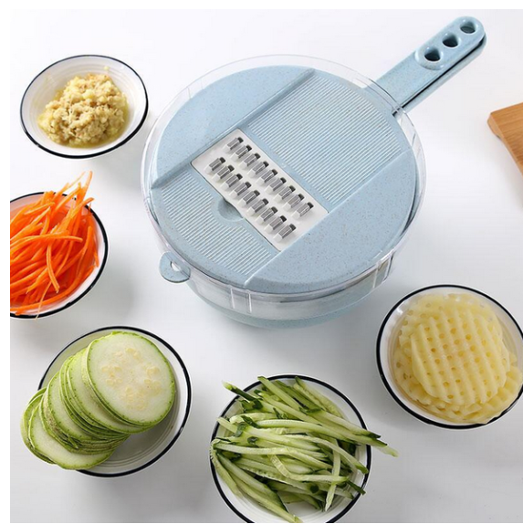 8 In 1 Mandoliner Slicer Vegetable Slicer Potato Peeler Carrot Onion Grater With Strainer Vegetable Cutter Kitchen Accessories blue