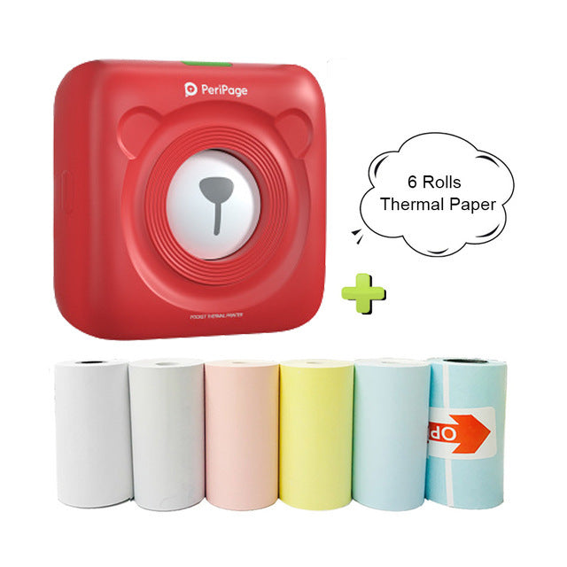 Mini Bluetooth Pocket Printer Wireless Thermal Printer Paper Sticker Label Printer inkless set1