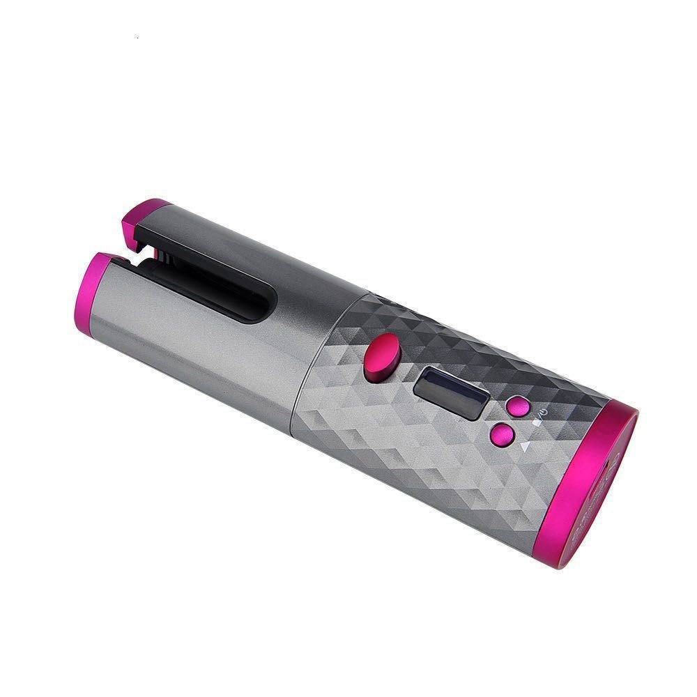 Wireless Automatic Curling Iron, Cordless Auto Curler Restriction with Built-in Rechargeable Battery, Ceramic Professional Hair Curler USB Charging and Rechargeable Portable for Travel gray