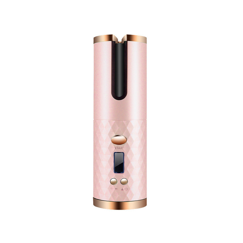 Wireless Automatic Curling Iron, Cordless Auto Curler Restriction with Built-in Rechargeable Battery, Ceramic Professional Hair Curler USB Charging and Rechargeable Portable for Travel pink
