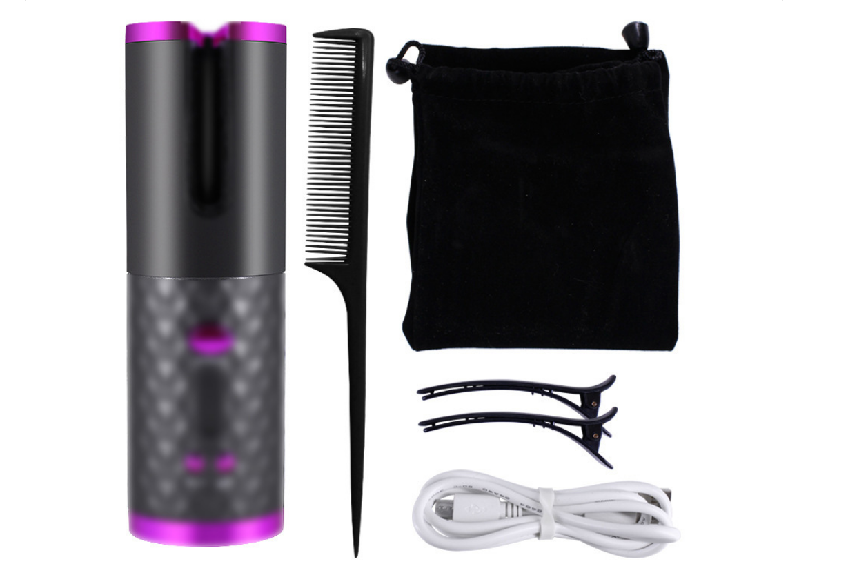 Wireless Automatic Curling Iron, Cordless Auto Curler Restriction with Built-in Rechargeable Battery, Ceramic Professional Hair Curler USB Charging and Rechargeable Portable for Travel set