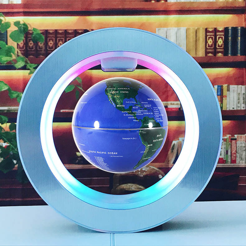 Round LED World Map Floating Globe Magnetic Levitation Light Anti Gravity Magic skyblue