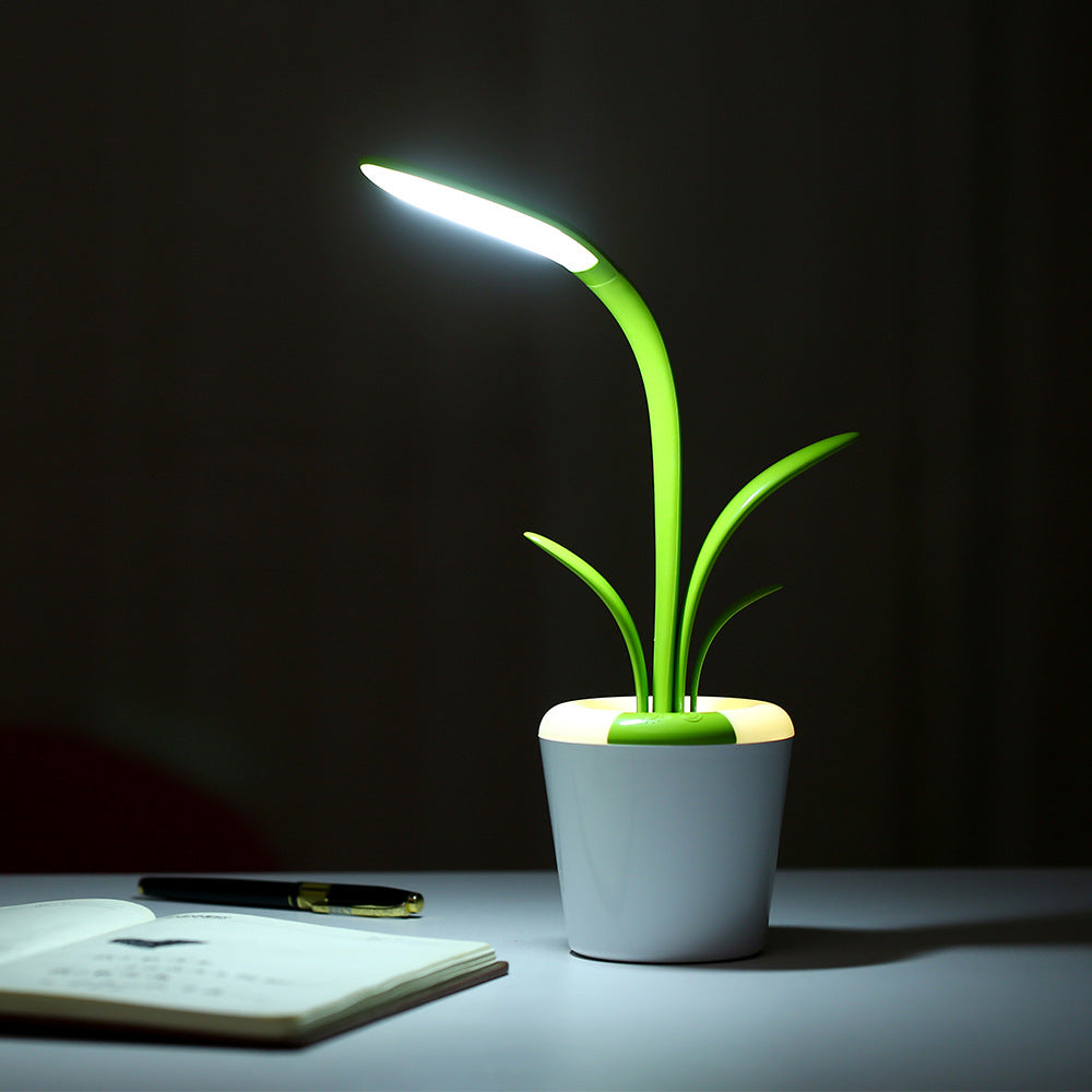Modern Desk Plant Light USB LED Table Lamp For Bedroom Livingroom Office green