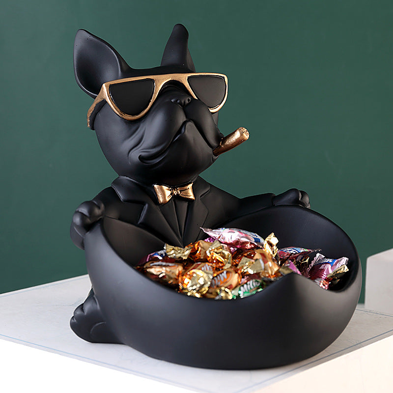 Bulldog Animal Figurines, Home Decoration Accessories, Table Ornaments, Storage Tray, Dog Model Statue, Sculpture Living Room Decor