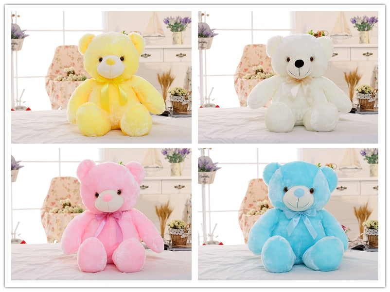 Creative Light Up LED Cuddly Bear Stuffed Animal 7 Colours Light Changing Bear Plush Toy Pillow LED Luminous Night Light for Kids Sleeping colours