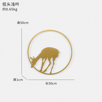 Golden elk pendant wall decoration statue living room porch dining room sofa TV background wall bedside wall creative metal art
