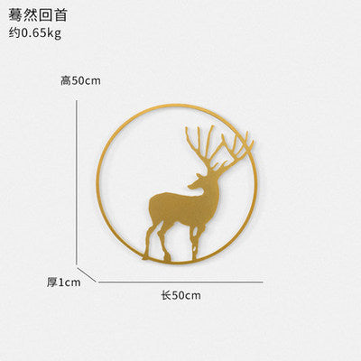 Golden elk pendant wall decoration statue living room porch dining room sofa TV background wall bedside wall creative metal art