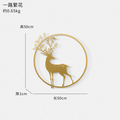 Golden elk pendant wall decoration statue living room porch dining room sofa TV background wall bedside wall creative metal art