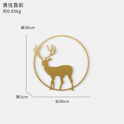 Golden elk pendant wall decoration statue living room porch dining room sofa TV background wall bedside wall creative metal art