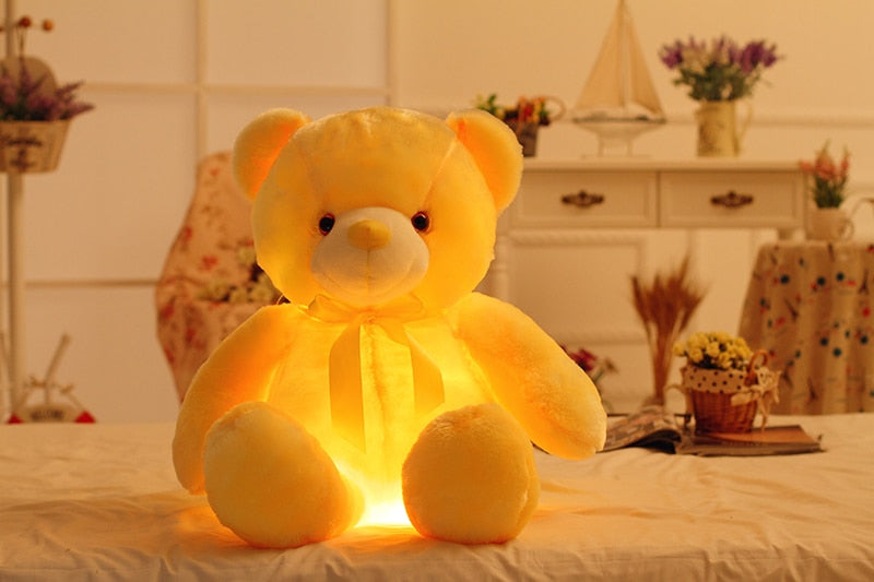 Creative Light Up LED Cuddly Bear Stuffed Animal 7 Colours Light Changing Bear Plush Toy Pillow LED Luminous Night Light for Kids Sleeping