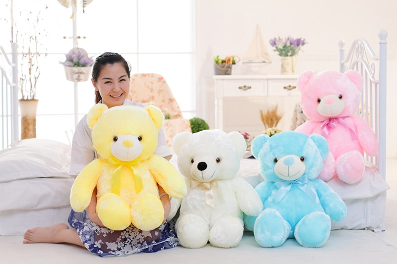 Creative Light Up LED Cuddly Bear Stuffed Animal 7 Colours Light Changing Bear Plush Toy Pillow LED Luminous Night Light for Kids Sleeping 2