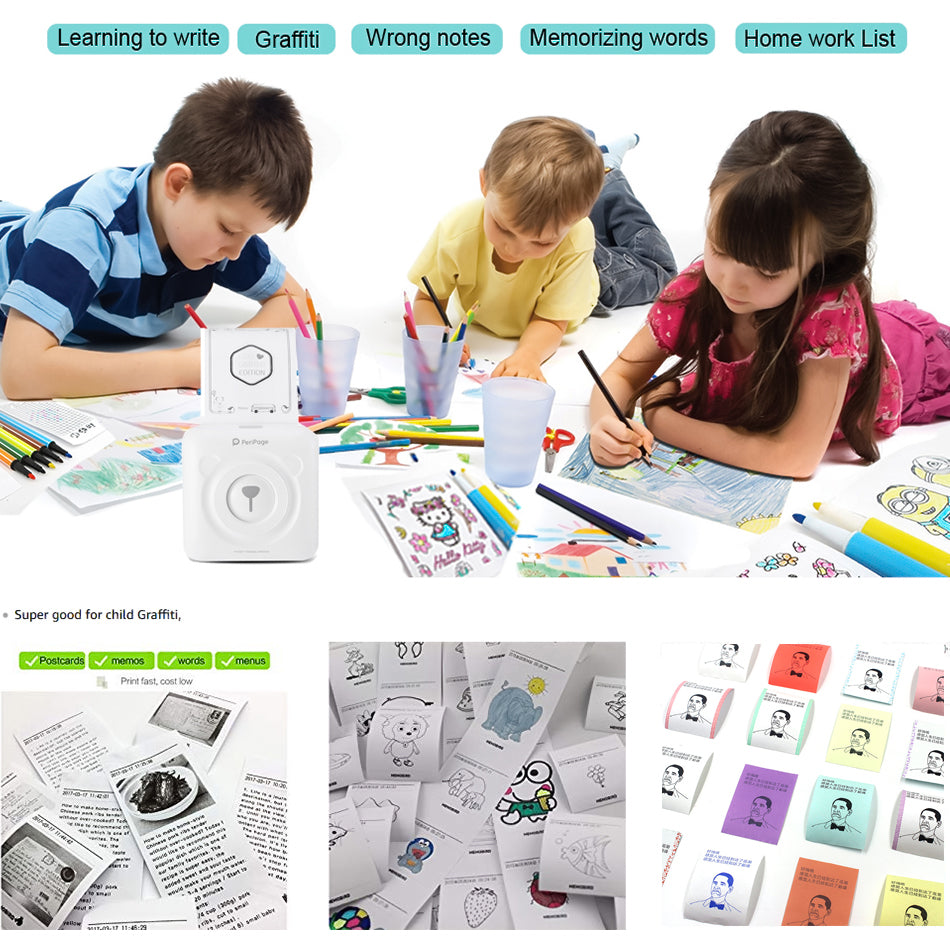 Mini Bluetooth Pocket Printer Wireless Thermal Printer Paper Sticker Label Printer inkless use1