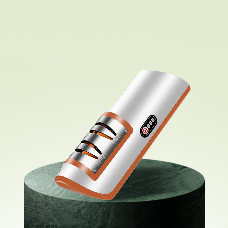 USB Rechargeable Electric Knife Sharpener Automatic Adjustable Kitchen Tool orange