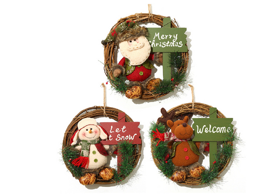Christmas Wreath, Decorations Front Door Wreath Ornament Pine Cones Artificial Garland for Door Table Window Decor, Festive