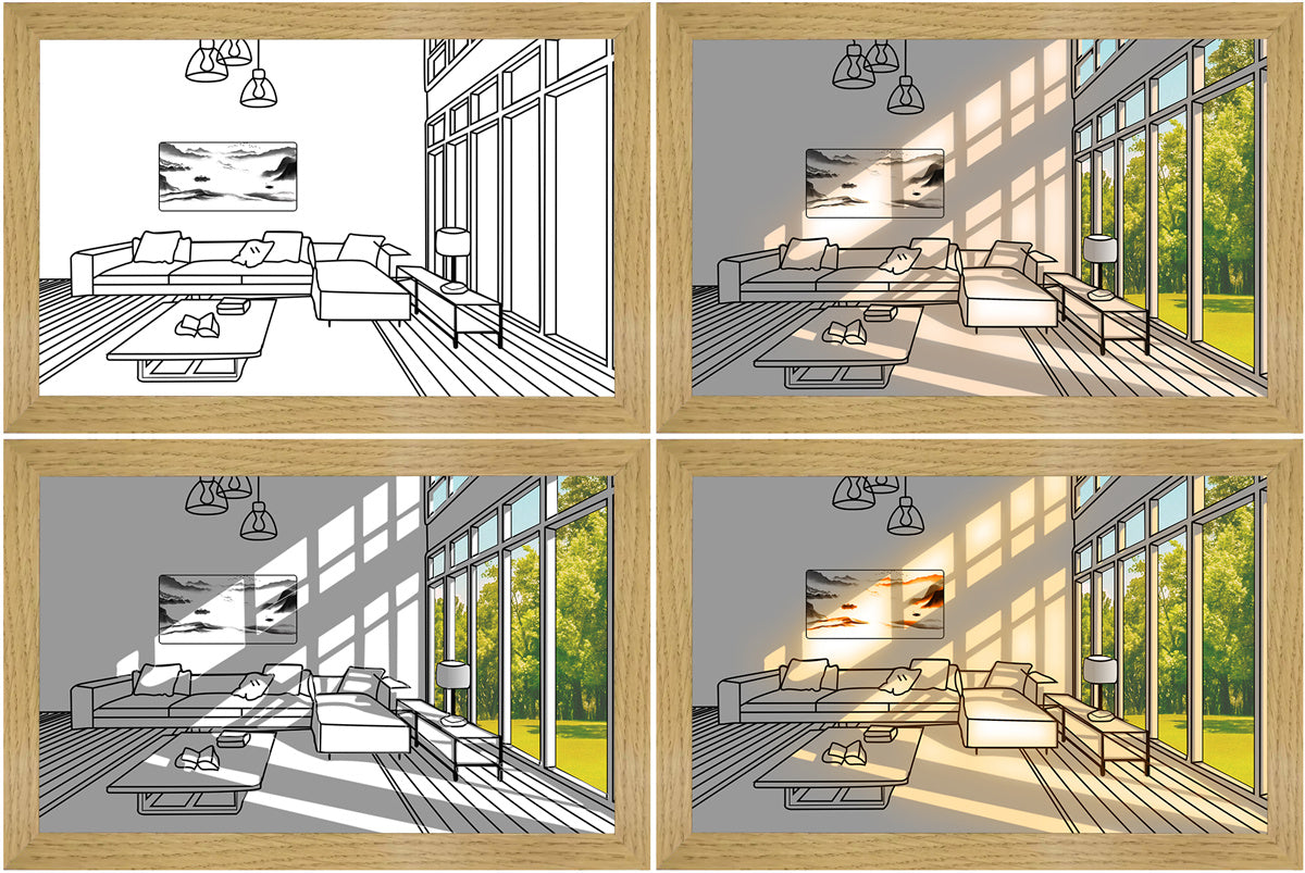 Illuminated Picture LED Decorative Light Painting Bedside Picture Style Creative Modern Simulate Sunshine Drawing Night Light Gift12