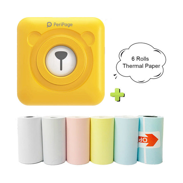 Mini Bluetooth Pocket Printer Wireless Thermal Printer Paper Sticker Label Printer inkless yellow
