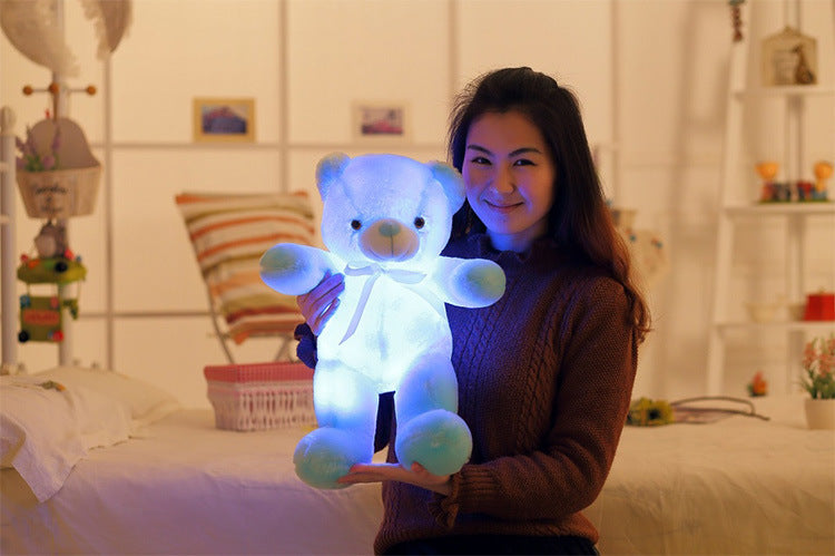 Creative Light Up LED Cuddly Bear Stuffed Animal 7 Colours Light Changing Bear Plush Toy Pillow LED Luminous Night Light for Kids Sleeping 5
