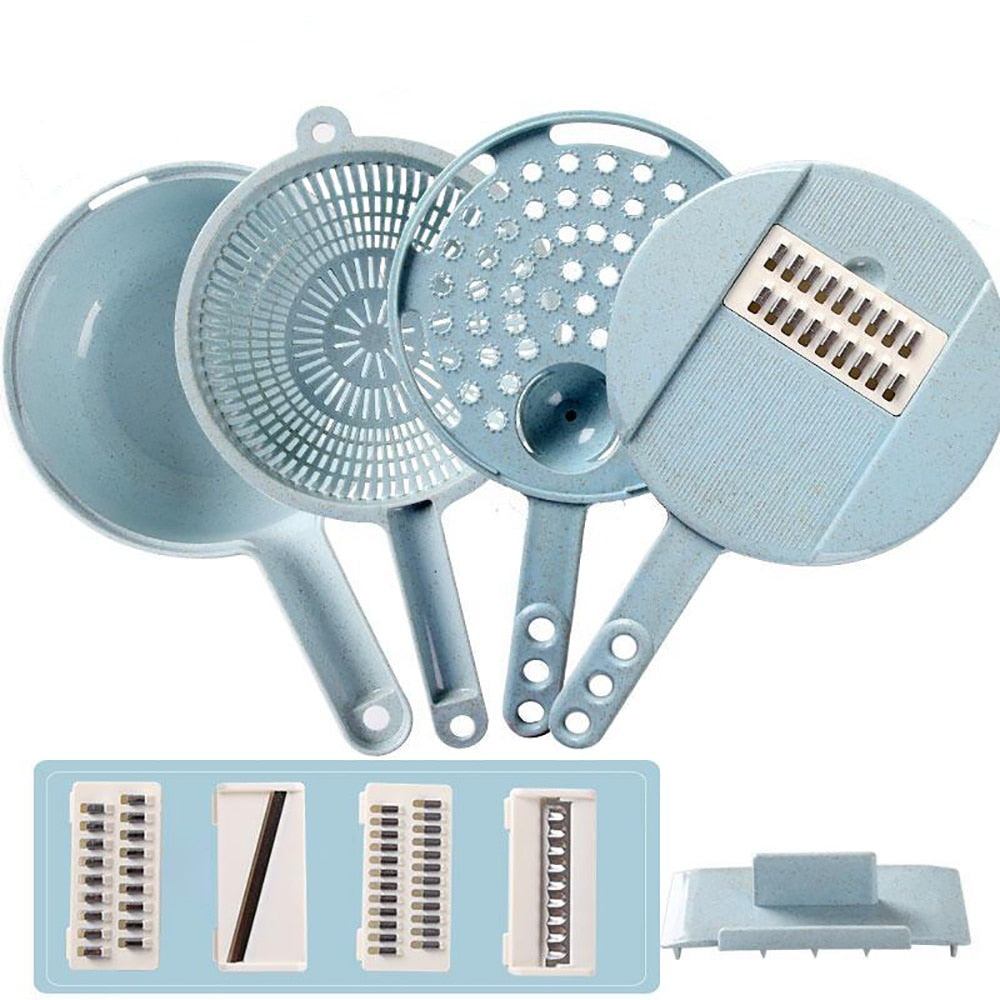 8 In 1 Mandoliner Slicer Vegetable Slicer Potato Peeler Carrot Onion Grater With Strainer Vegetable Cutter Kitchen Accessories with different parts