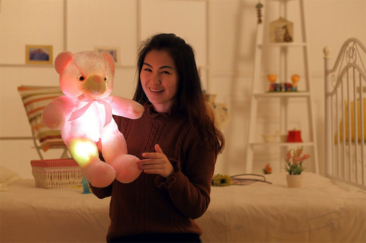 Creative Light Up LED Cuddly Bear Stuffed Animal 7 Colours Light Changing Bear Plush Toy Pillow LED Luminous Night Light for Kids Sleeping 9
