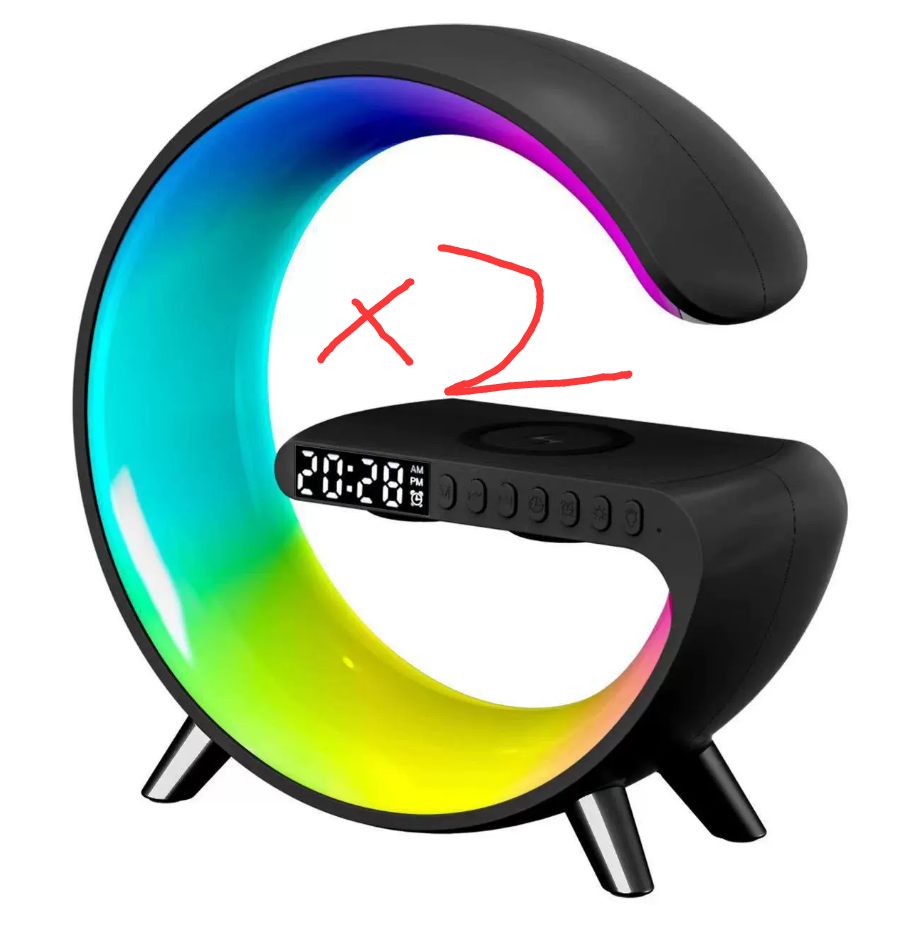 New Smart Multi-functional Mobile Phone Wireless Charging Colorful Atmosphere Light Bluetooth Bedside Night Light Sunrise Wake-up Alarm
