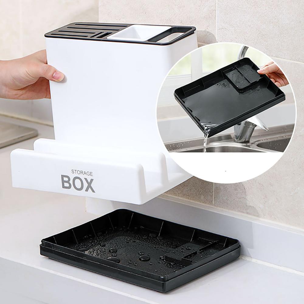 Tableware Storage Holders Kitchen Knife Plastic Storages Racks for Kitchen Convenience Cabinet bottom