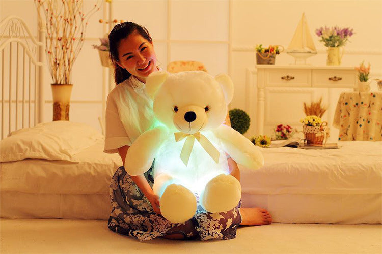 Creative Light Up LED Cuddly Bear Stuffed Animal 7 Colours Light Changing Bear Plush Toy Pillow LED Luminous Night Light for Kids Sleeping 12