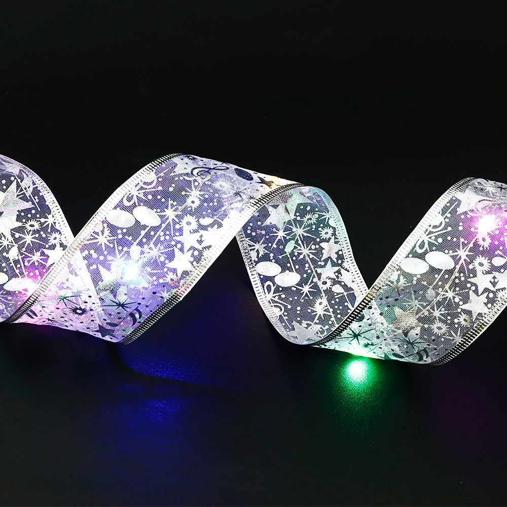 Christmas Ribbon Lights, 1M, 2M & 5M Light Sliver Warm Christmas Fairy String Light Up Ribbon Bows for Indoor Holiday Party Decoration Supplies 2