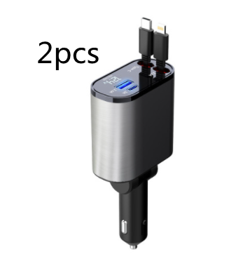Metal Car Charger 100W Super Fast Charging Car Cigarette Lighter USB And TYPE-C Adapter 2 pcs