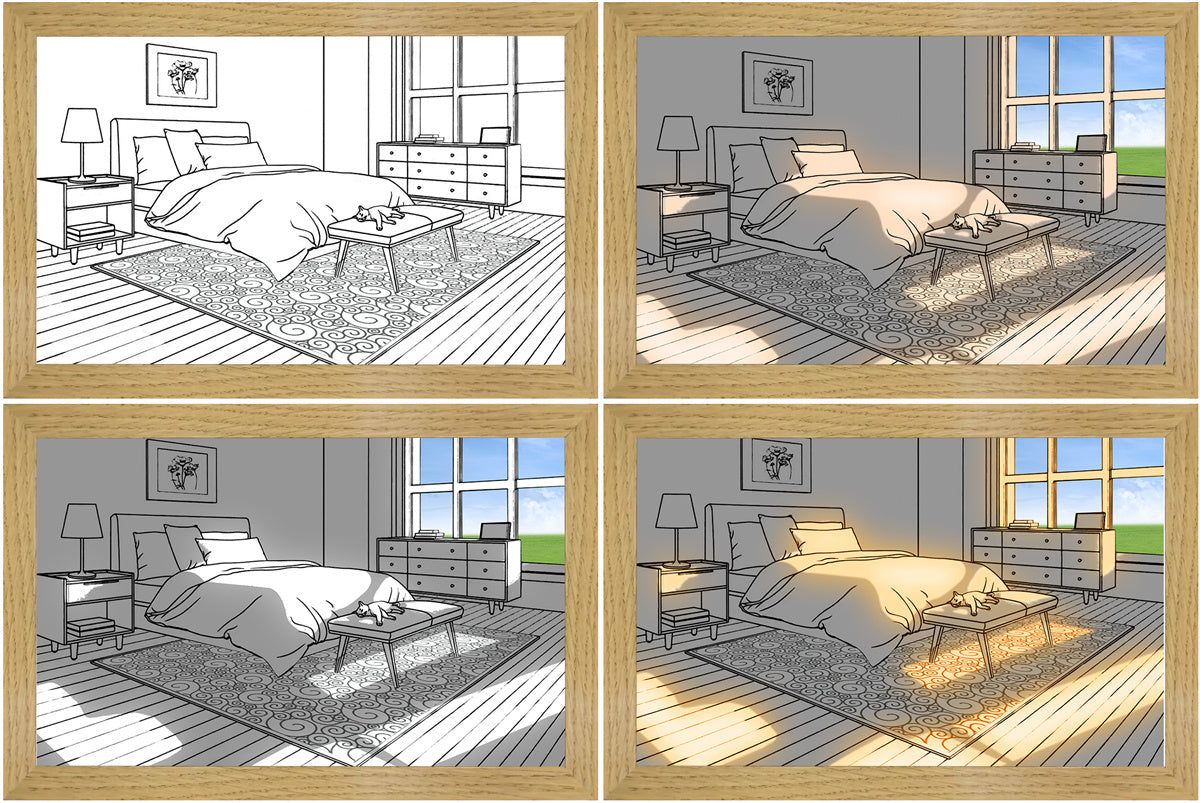 Illuminated Picture LED Decorative Light Painting Bedside Picture Style Creative Modern Simulate Sunshine Drawing Night Light Gift3