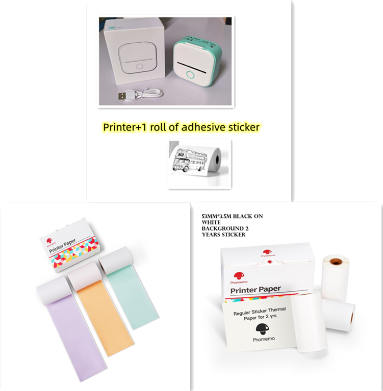 Pocket Printer Portable Mini Thermal Label Printer Home Photo Printer Student Bluetooth Mini Label Printer Price Tag set3