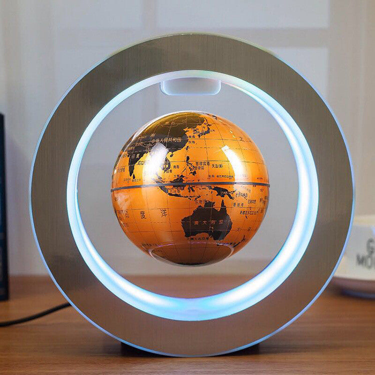 Round LED World Map Floating Globe Magnetic Levitation Light Anti Gravity Magic yellow