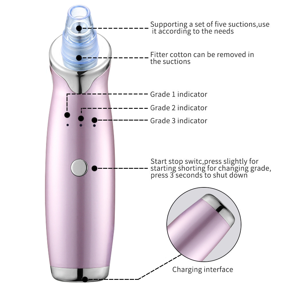 Electric Blackhead Remover Pore Vacuum Suction Diamond Dermabrasion Face Cleaner details