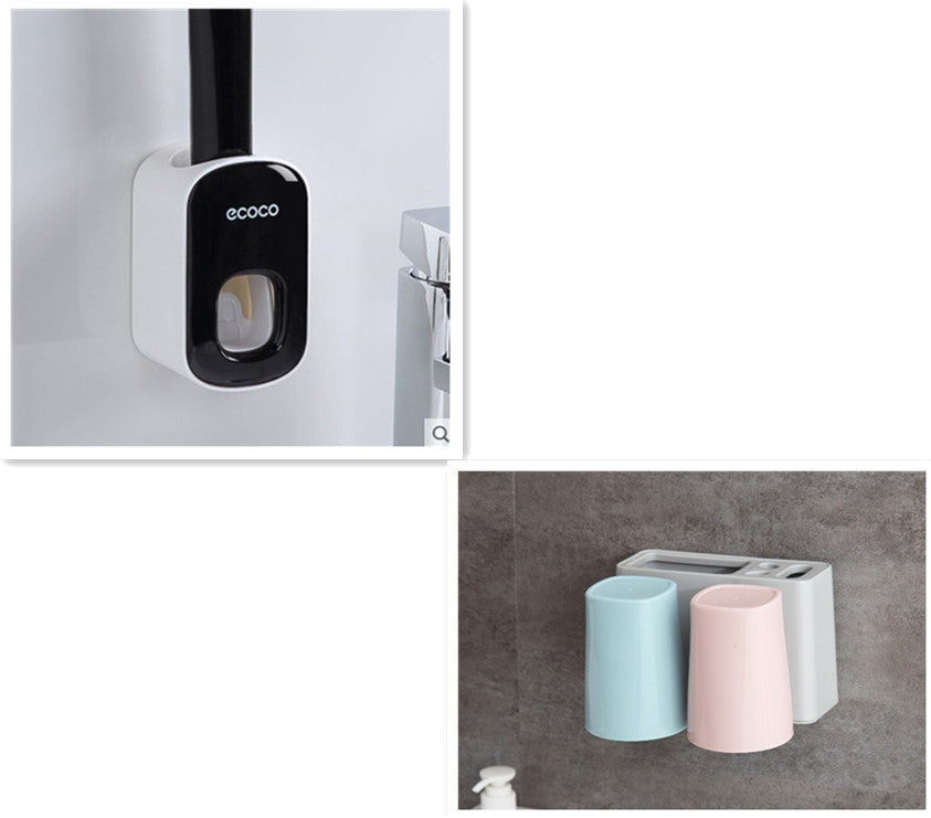 Wall Mounted Automatic Toothpaste Holder Bathroom Accessories Set Dispenser9