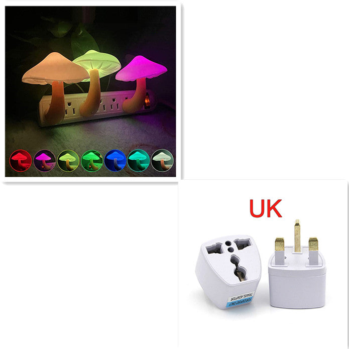 LED Night Light Mushroom Wall Socket Lamp Warm White Light-control Sensor Bedroom Light Home Decoration uk1