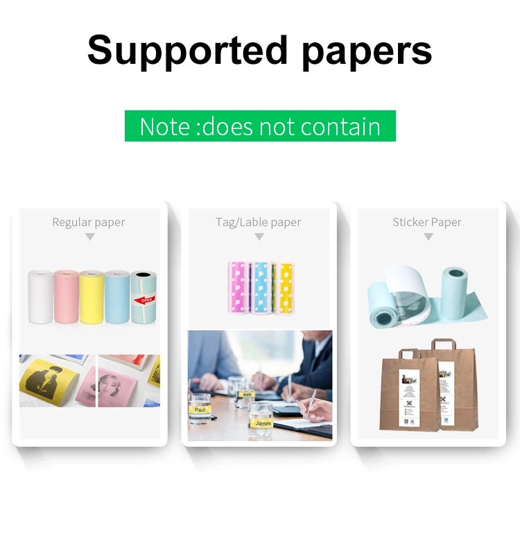 Mini Bluetooth Pocket Printer Wireless Thermal Printer Paper Sticker Label Printer inkless paper