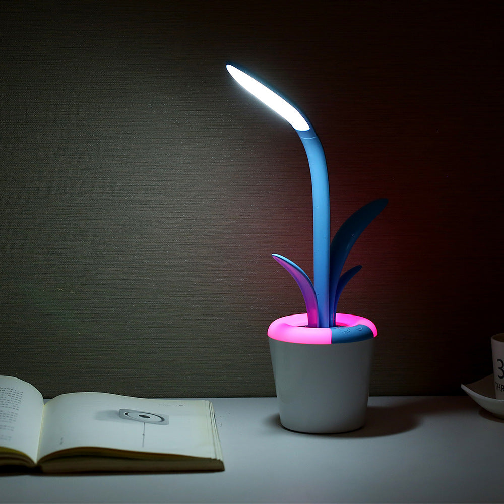 Modern Desk Plant Light USB LED Table Lamp For Bedroom Livingroom Office blue