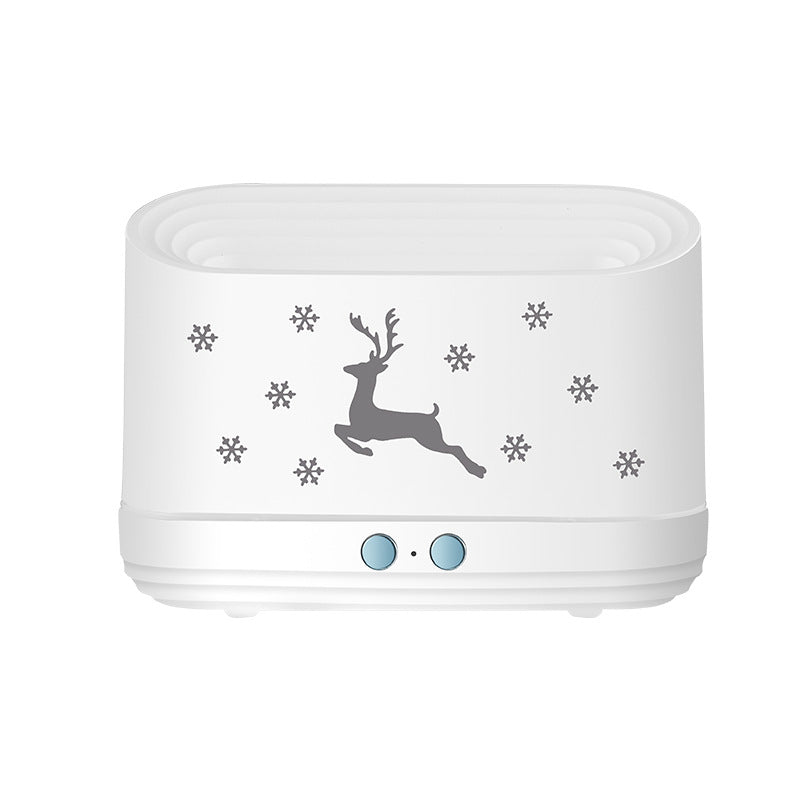 Elk Flame Humidifier Diffuser Mute Household Atmosphere Lamp Christmas Home Decorations white 1
