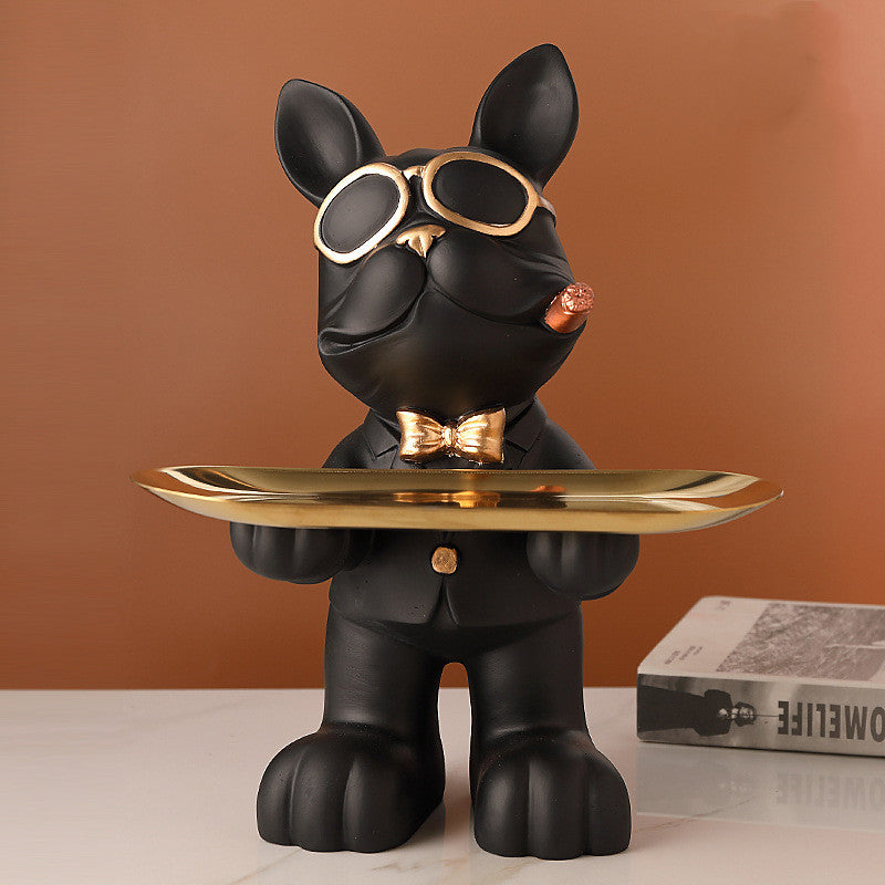Bulldog Animal Figurines, Home Decoration Accessories, Table Ornaments, Storage Tray, Dog Model Statue, Sculpture Living Room Decor2