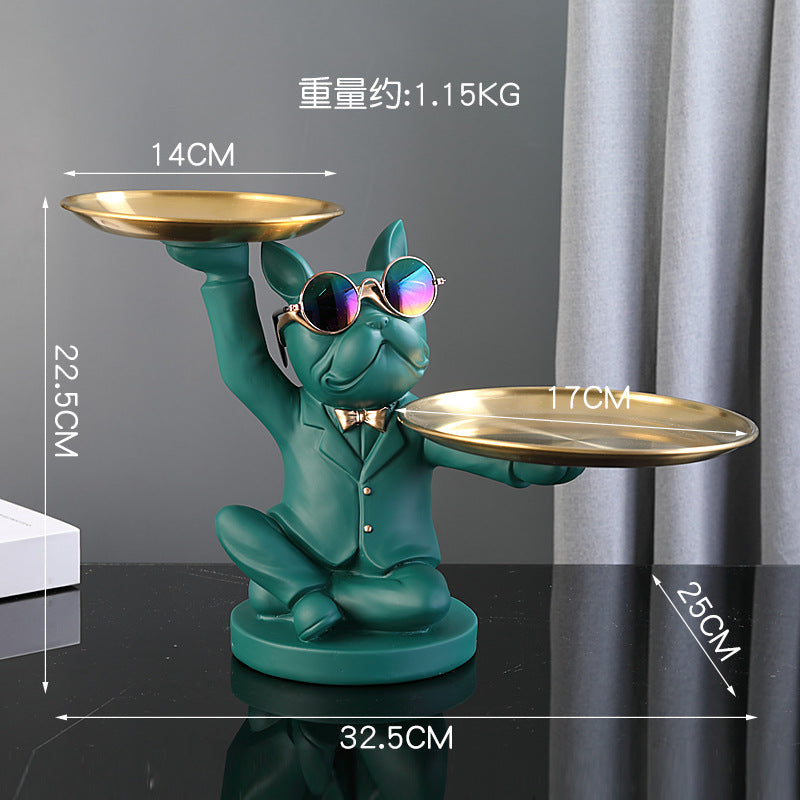 Creative Fortune Dog Ornament Entrance Key Storage Tray Home Decoration