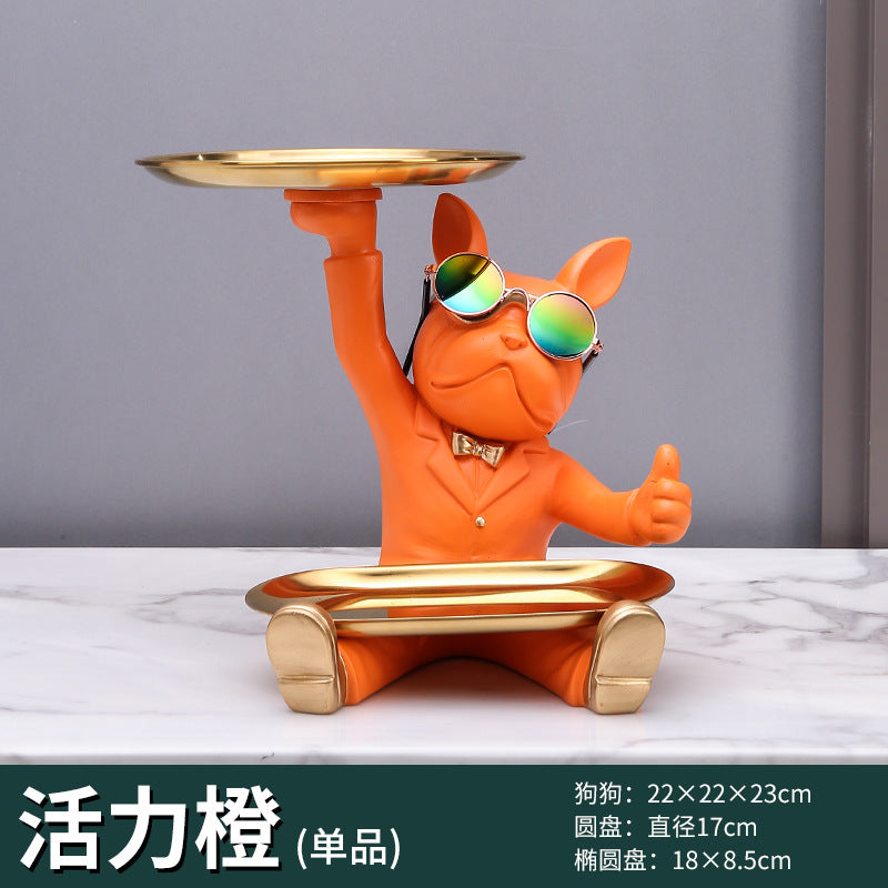 Creative Fortune Dog Ornament Entrance Key Storage Tray Home Decoration