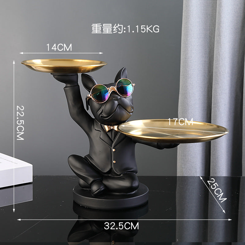 Creative Fortune Dog Ornament Entrance Key Storage Tray Home Decoration