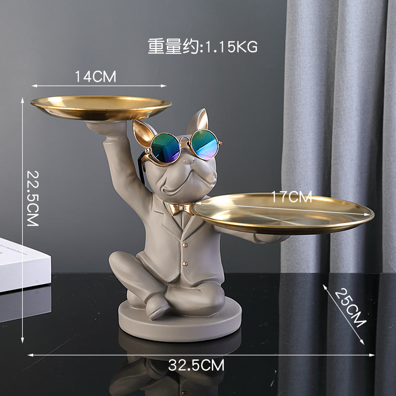 Creative Fortune Dog Ornament Entrance Key Storage Tray Home Decoration