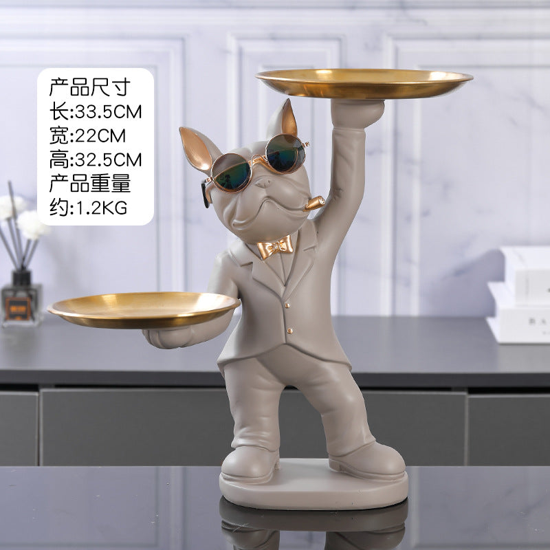 Creative Fortune Dog Ornament Entrance Key Storage Tray Home Decoration