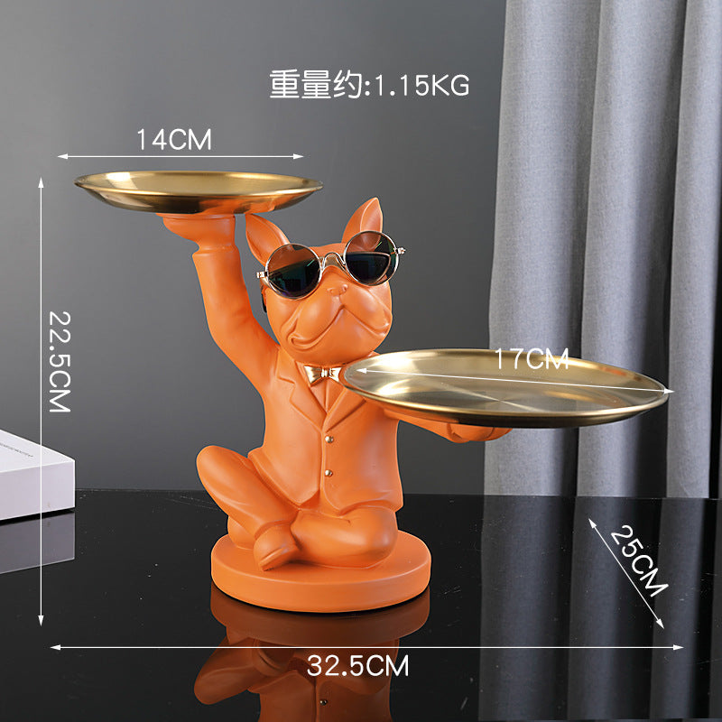 Creative Fortune Dog Ornament Entrance Key Storage Tray Home Decoration
