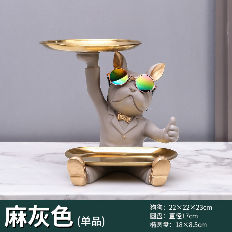 Creative Fortune Dog Ornament Entrance Key Storage Tray Home Decoration