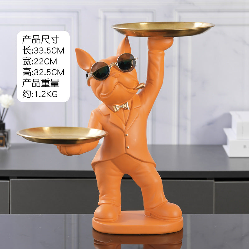 Creative Fortune Dog Ornament Entrance Key Storage Tray Home Decoration