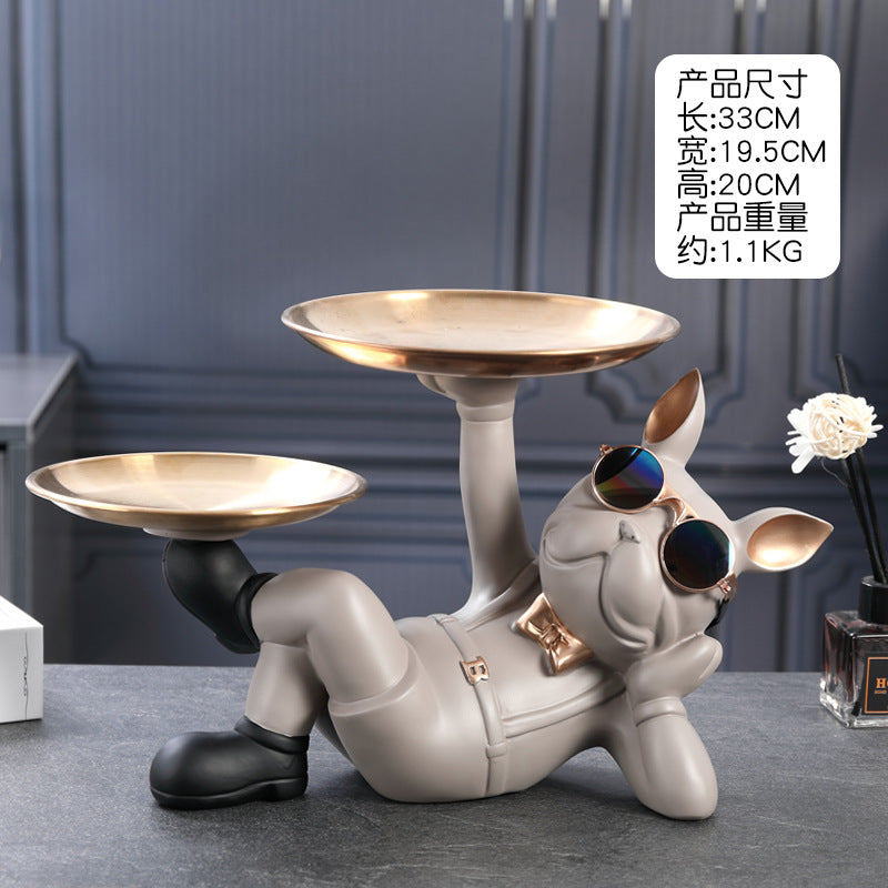 Creative Fortune Dog Ornament Entrance Key Storage Tray Home Decoration